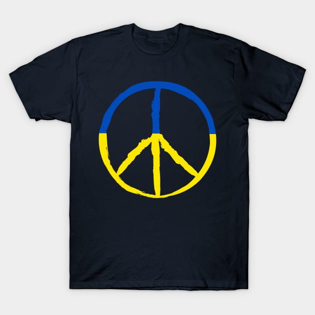 Ukraine Flag Peace Sign T-Shirt by Scar